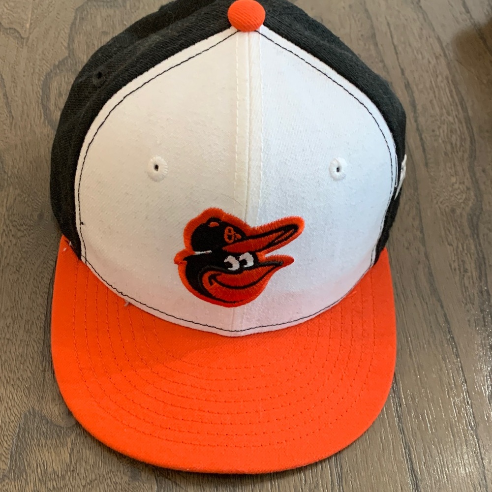New Era 59 Fifty Black, White, and Orange Baltimore Orioles Cap Size 6 3/8